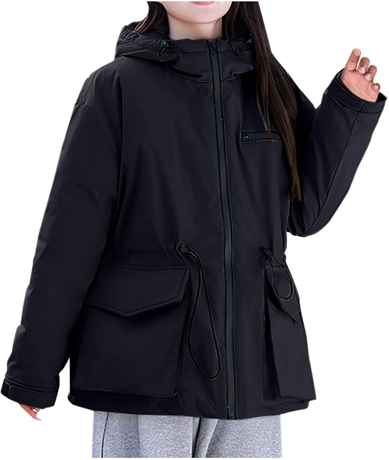 Women's Winter Windproof Coats Teen Girls Thicken Puffer Down Jackets Heavyweight Quilted Jackets Outerwear With Hood