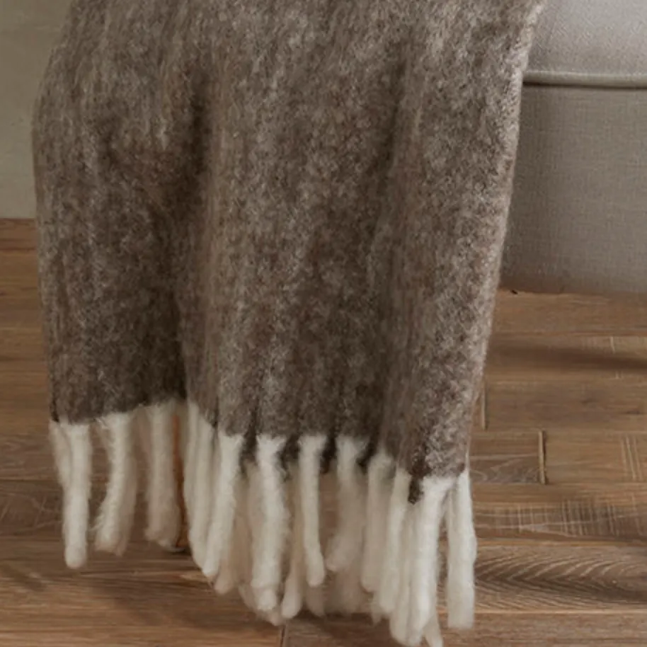 Wool Blend Lambs Tail Throw Blankets