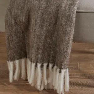 Wool Blend Lambs Tail Throw Blankets