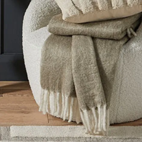 Wool Blend Lambs Tail Throw Blankets