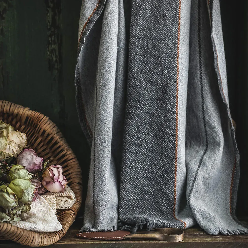 Wool Blend Throw - Grey