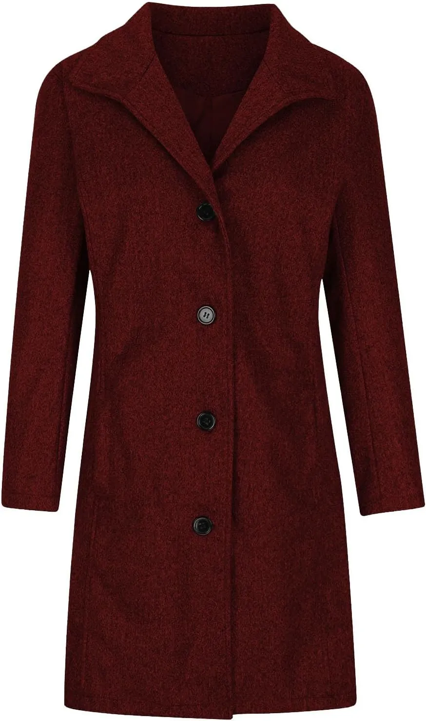 Wool Pea Coats for Women Winter Casual Thicken Wool Blend Stand Collar Single Breasted Pea Coat with Pockets