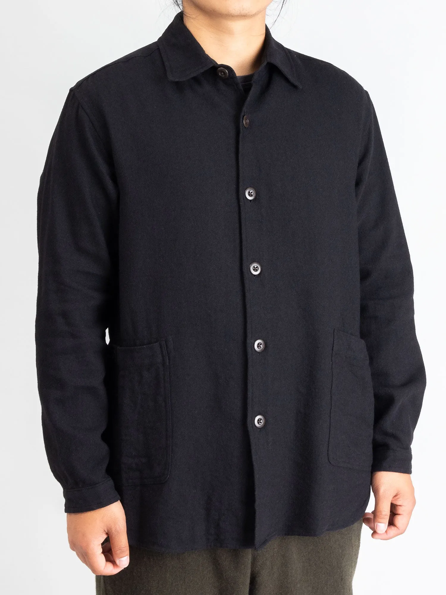 Wool Shirt Jacket in Black