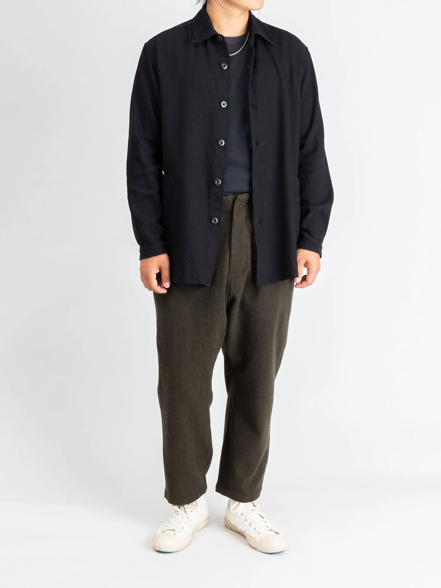 Wool Shirt Jacket in Black