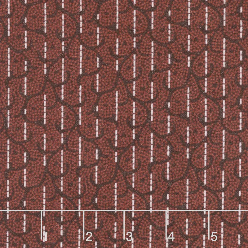 Woolies Heritage Flannel - Stitched Scroll Red Yardage
