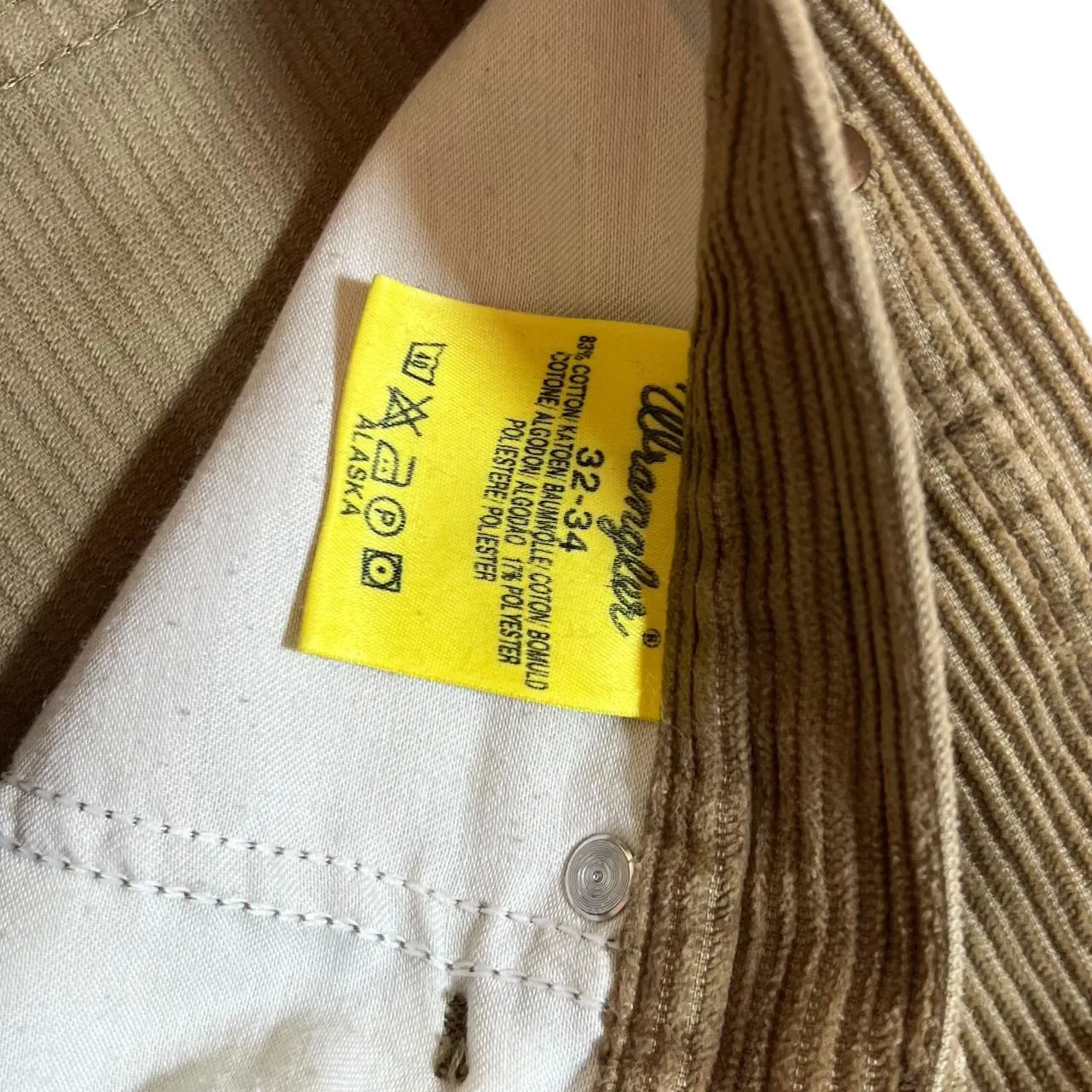 WRANGLER Classic Brown Tan Corduroy Cord Straight Leg Regular Fit Trousers