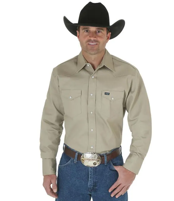 Wrangler Mens Khaki Work Shirt Style MS70319