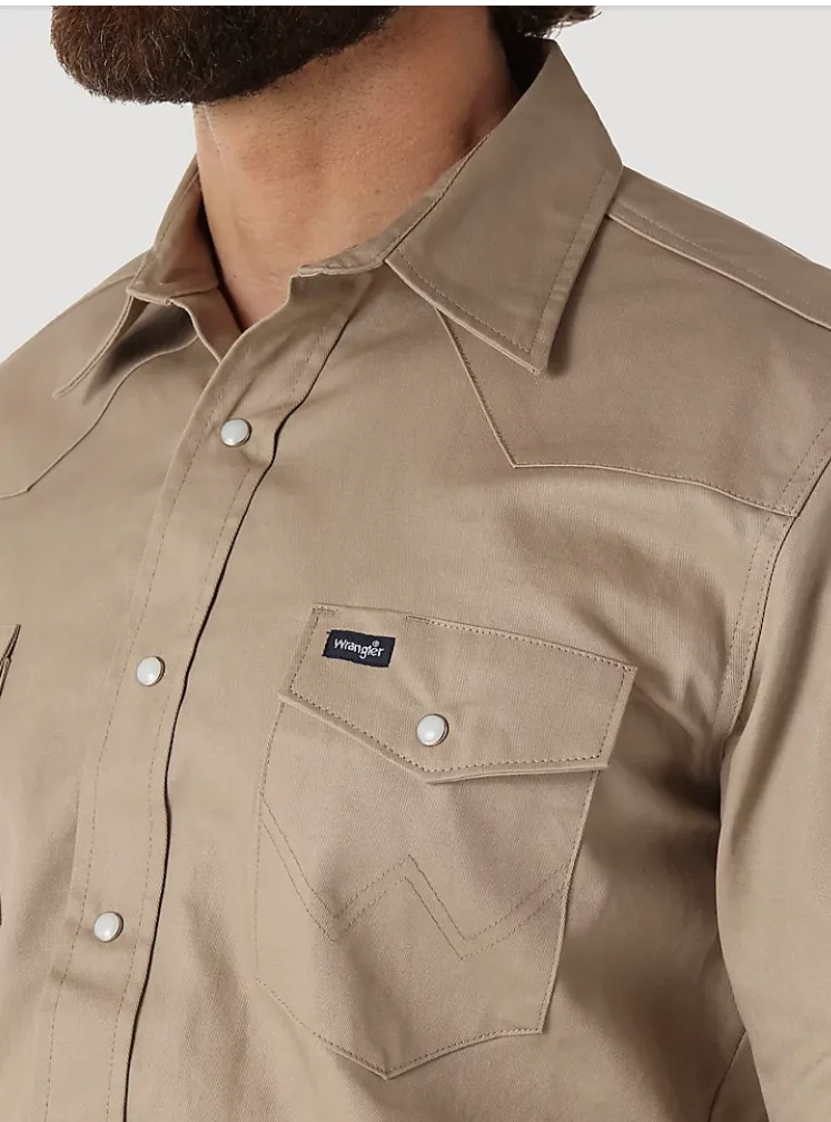 Wrangler Mens Khaki Work Shirt Style MS70319