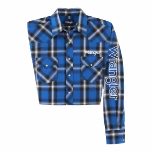 Wrangler Men's Logo Blue Long Sleeve Button Down Shirt 112318503