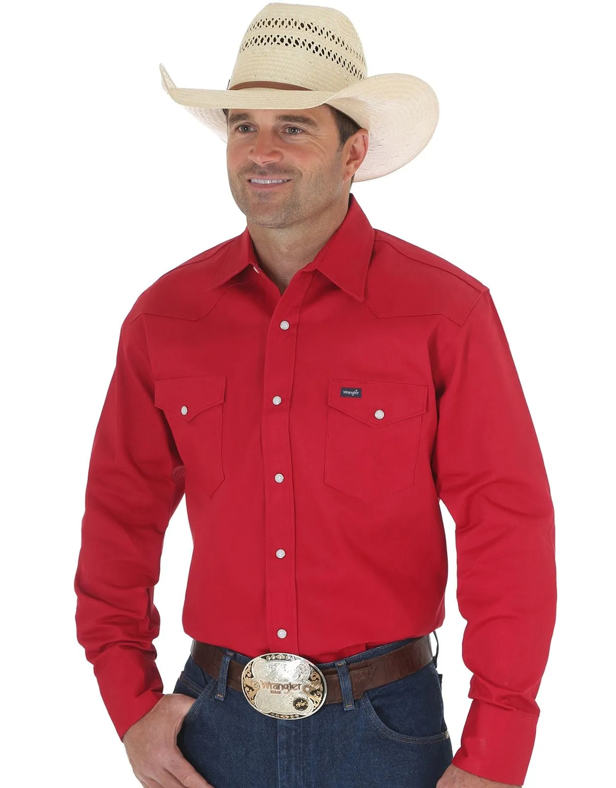 Wrangler Mens Red Work Shirt Style MS70619