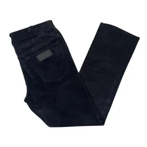WRANGLER "Texas Slim" Classic Black Corduroy Cord Straight Leg Trousers