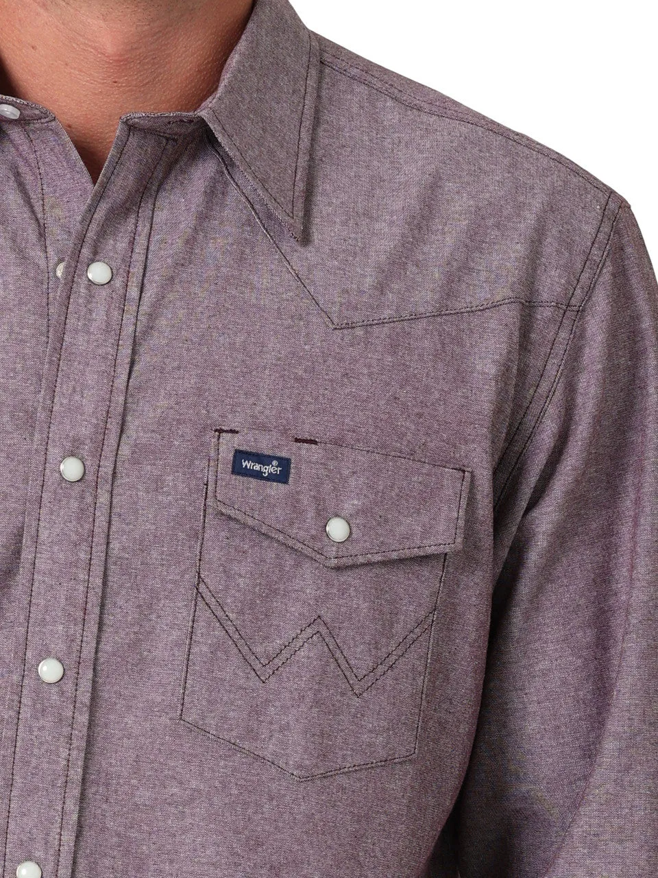 Wrangler® Western Long Sleeve Chambray Work Shirt - Purple - 112330930
