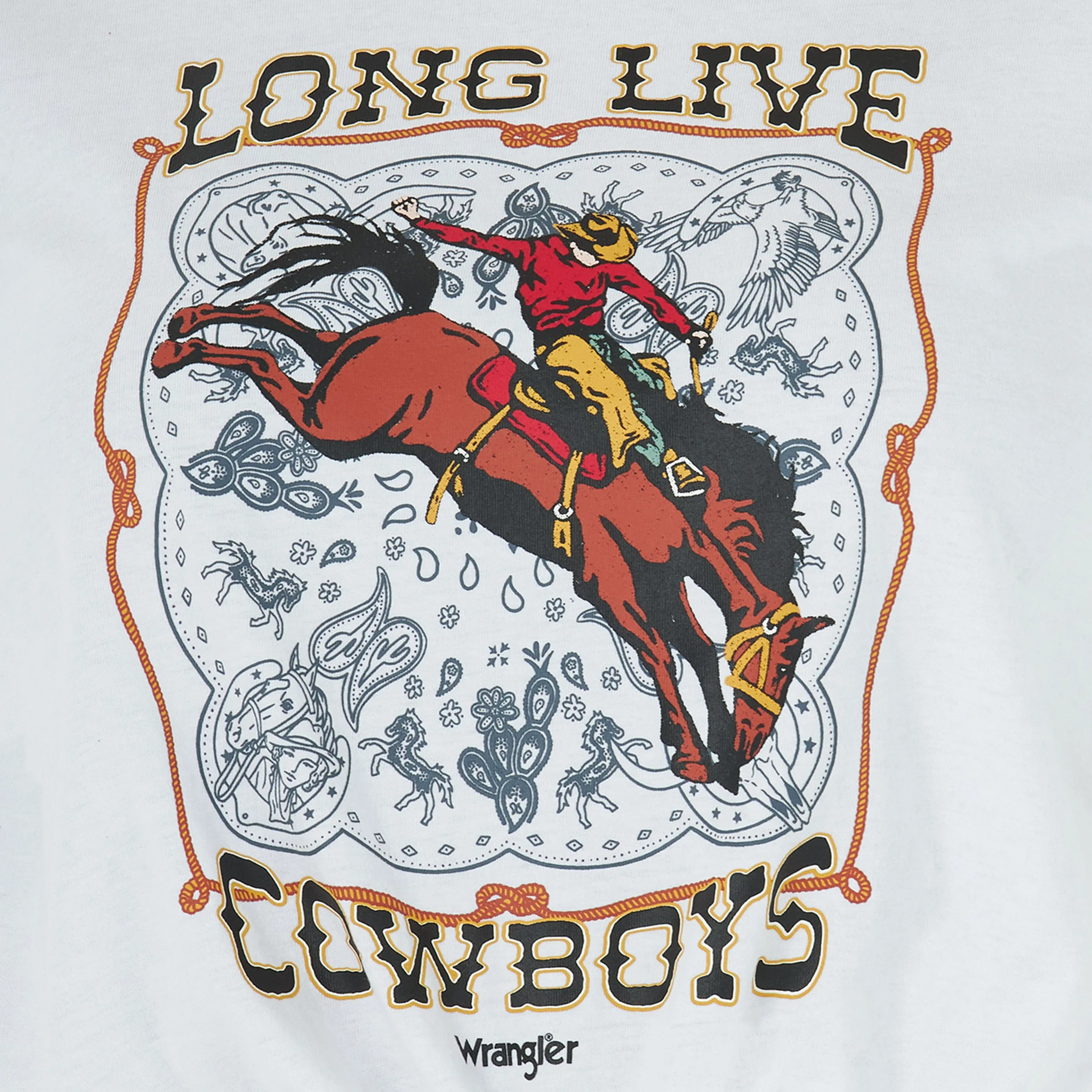 Wrangler Women's Retro Rodeo Cowboy White Graphic Tee - LWK570W