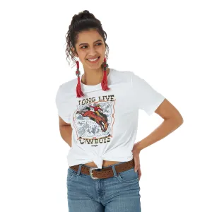 Wrangler Women's Retro Rodeo Cowboy White Graphic Tee - LWK570W