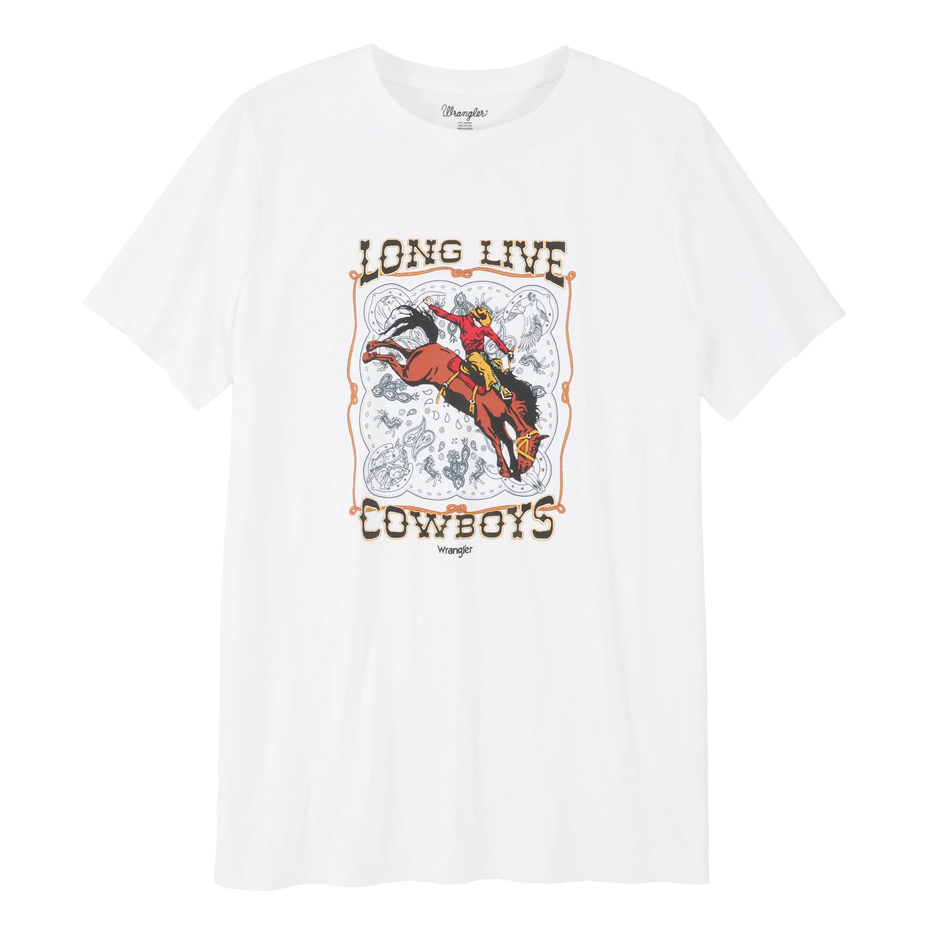 Wrangler Women's Retro Rodeo Cowboy White Graphic Tee - LWK570W