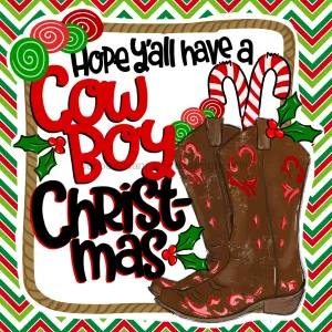 Wreath Sign, Western Christmas, Cowboy Christmas Sign, 10"x10" Metal Sign, DECOE-951, Sign For Wreath, DecoExchange