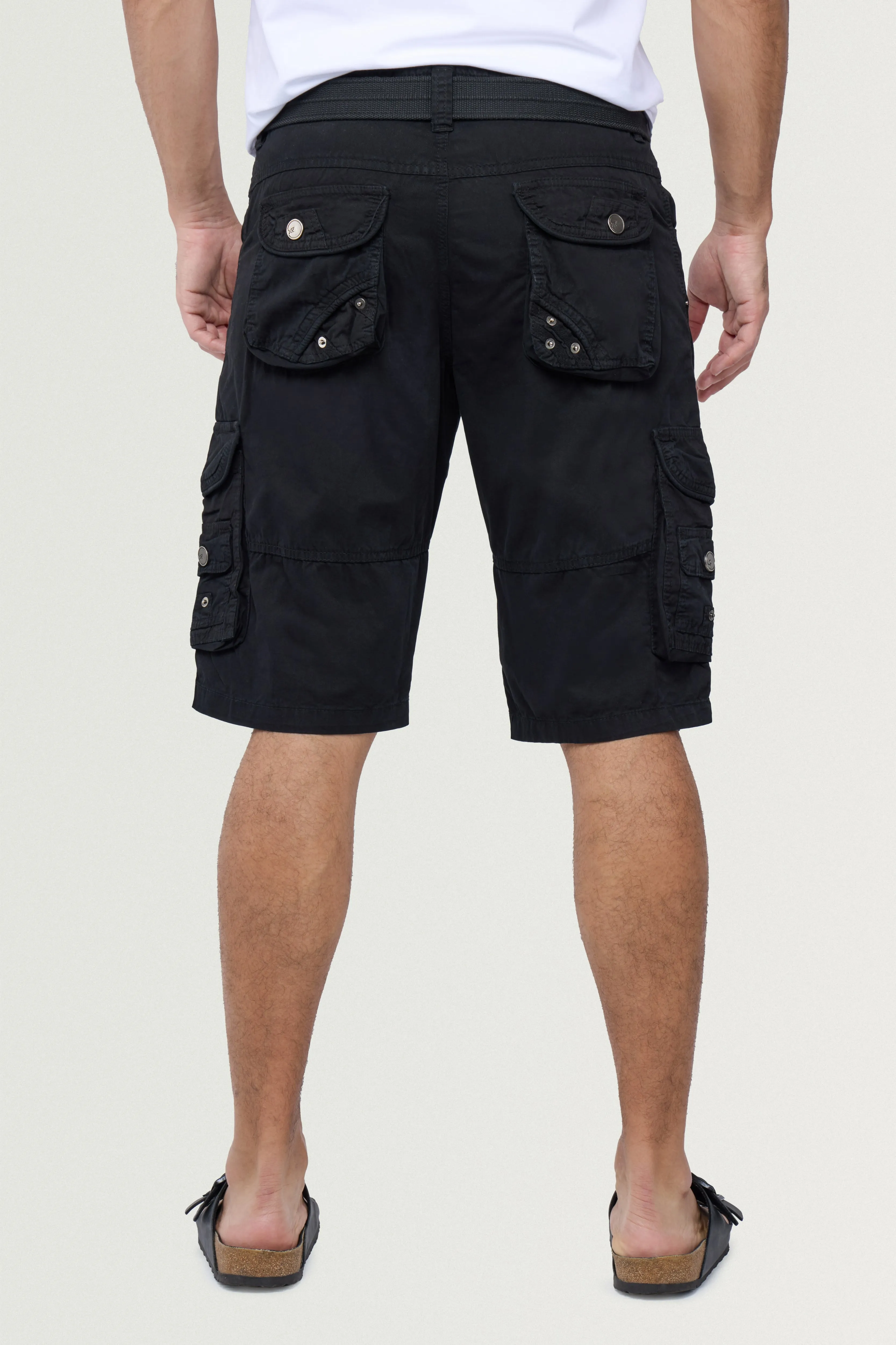 X RAY Men's Belted Twill Tape 12.5" Inseam Knee Length Cargo Shorts