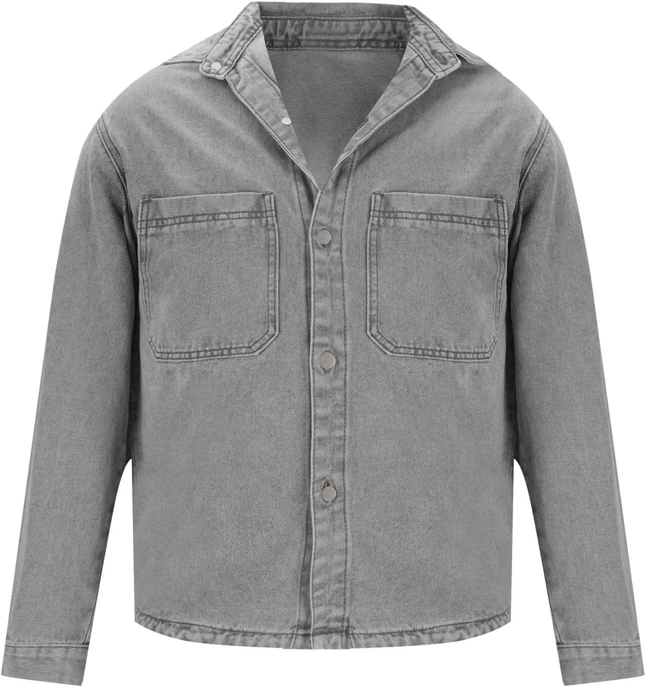 Xiaojmake Men's Denim Jacket Casual Button Down Washed Shacket Long Sleeve Jean Mountain Trucker Jacket for Teen Girls