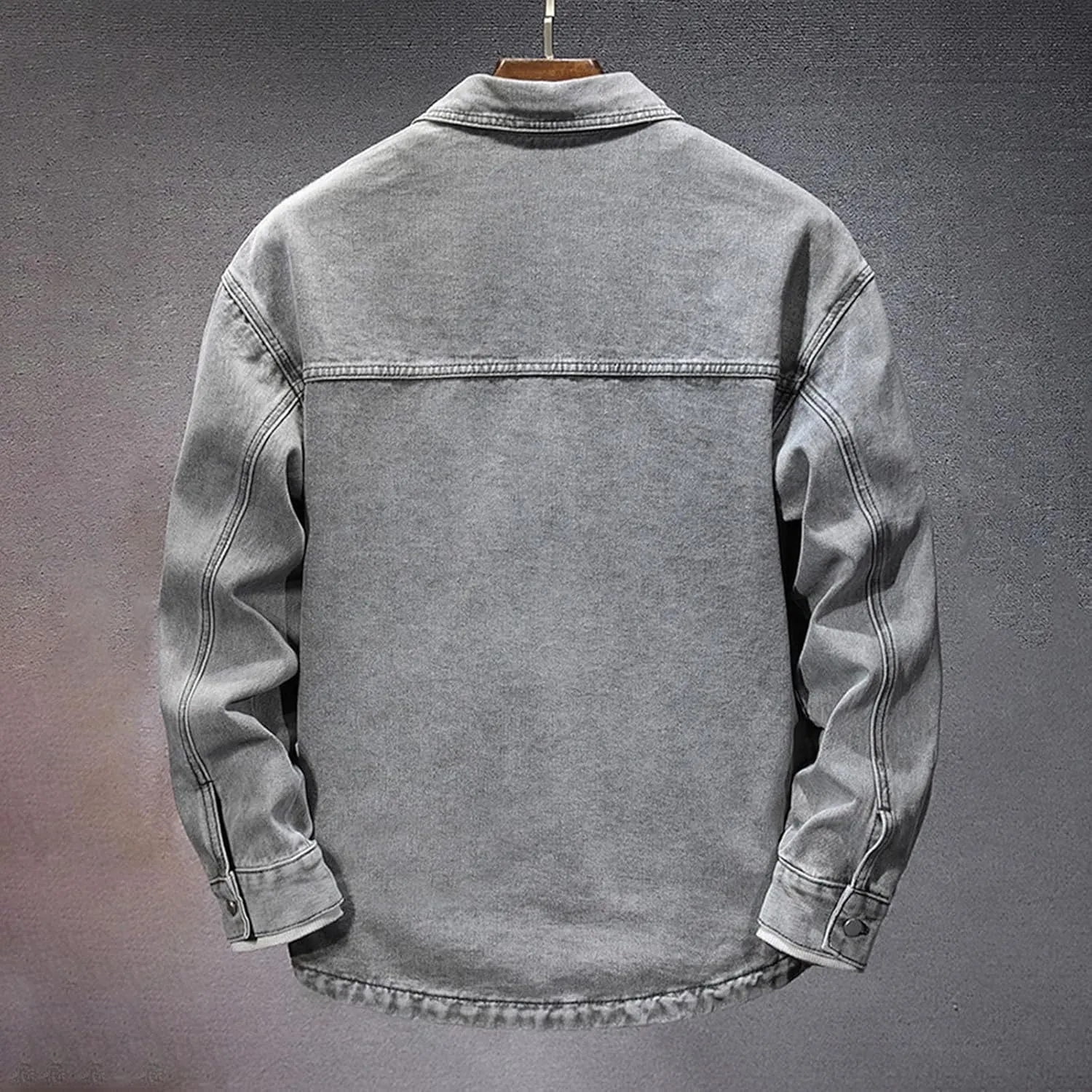 Xiaojmake Men's Denim Jacket Casual Button Down Washed Shacket Long Sleeve Jean Mountain Trucker Jacket for Teen Girls