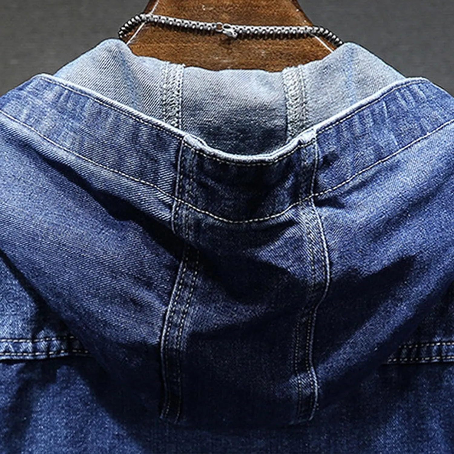 Xiaojmake Men's Distressed Denim Jacket Hooded Button Down Jean Coat Casual Fashion Long Sleeve Trucker Jackets Outwear
