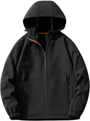 Xiaojmake Men's Tactical Jacket Casual Hooded Waterproof Rain Jacket Light Windbreaker Climbing Windproof Soft Shell Jackets