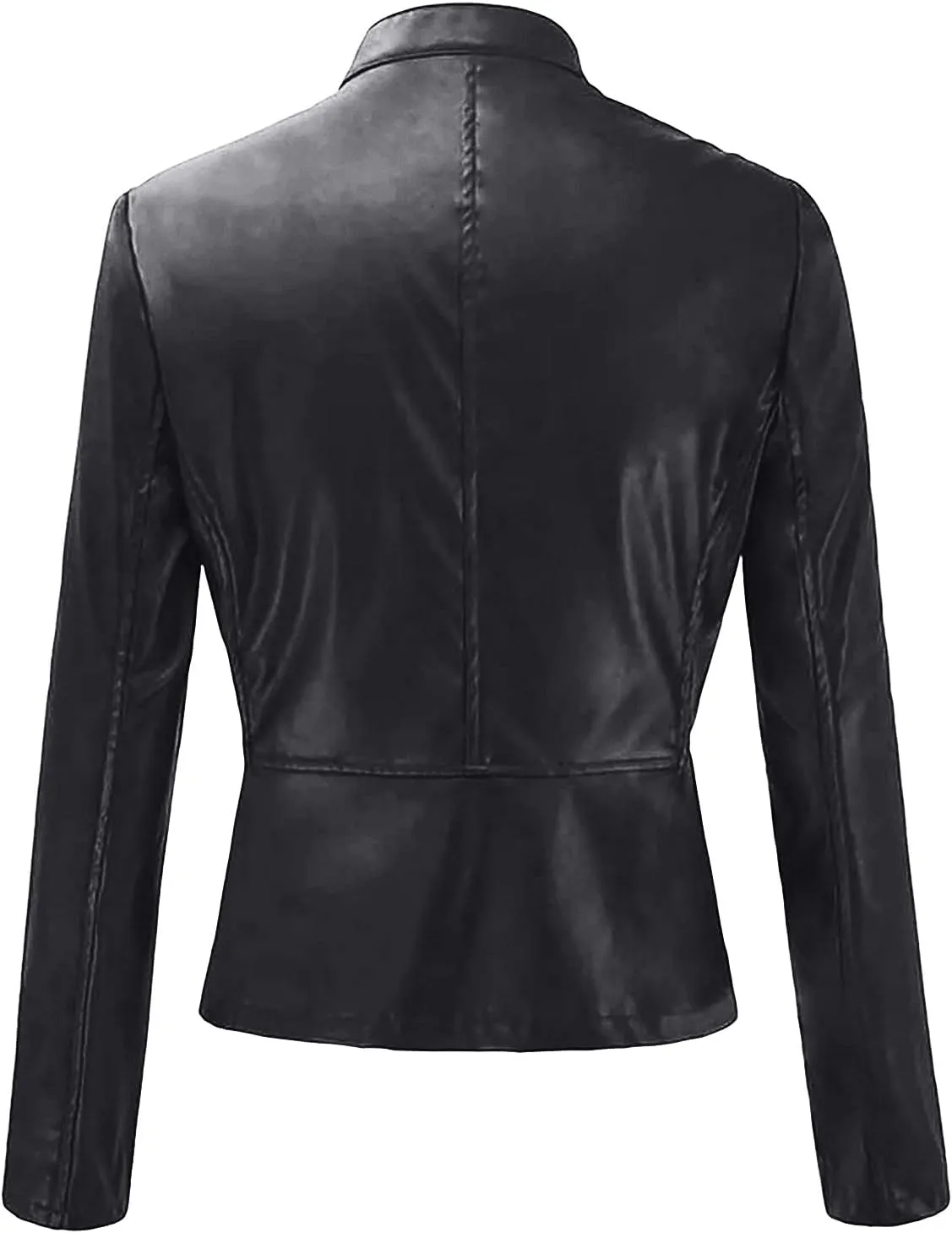 XUNRYAN Women's Faux Leather Jacket Winter Cropped Coats Lightweight Moto Biker Coat Short Motorcycle Jackets Outerwear