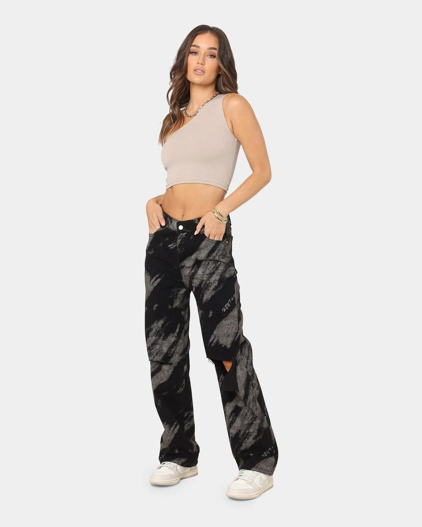 XXIII Women's Freya White Wash Jeans Black/White