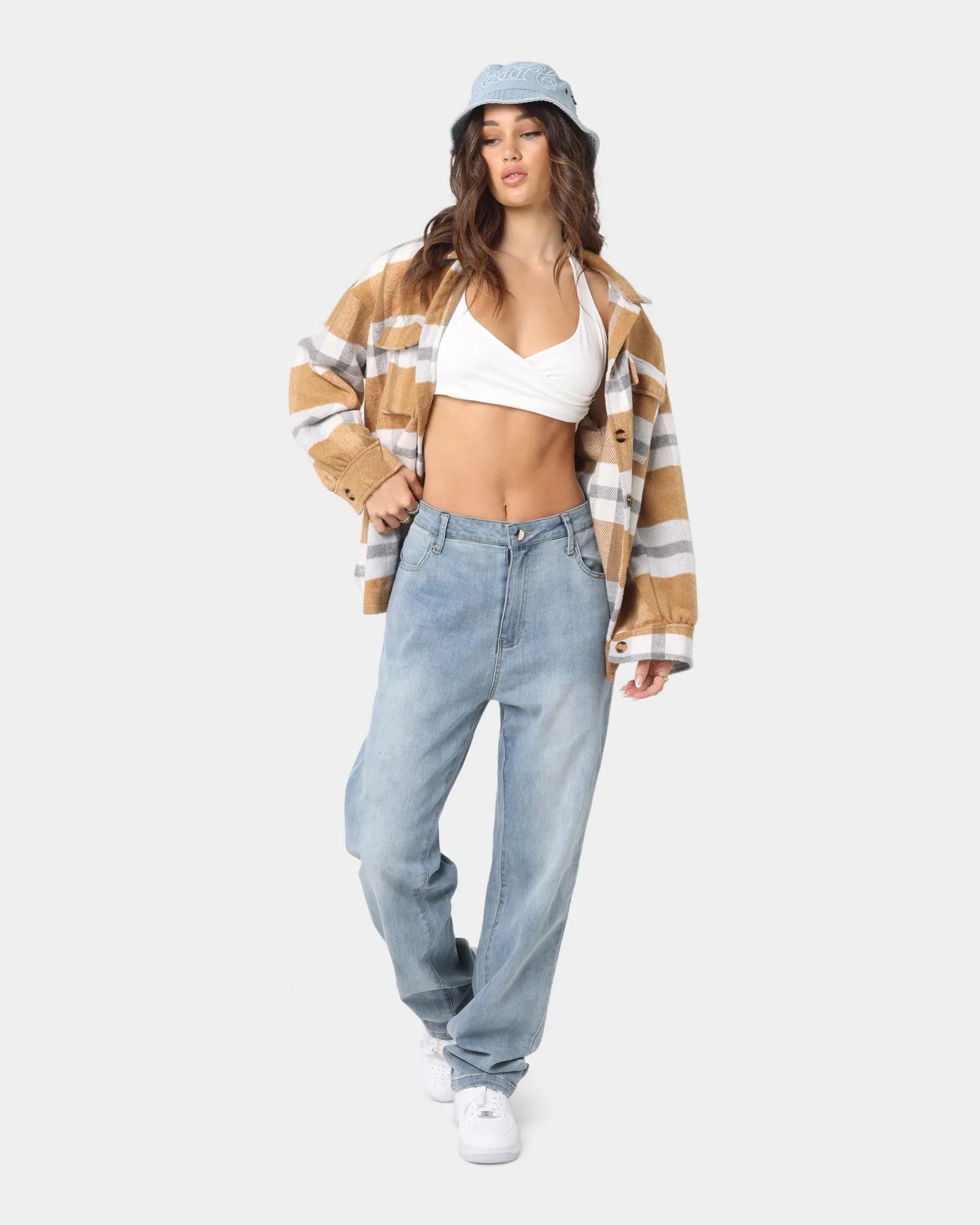 XXIII Women's Rodez Plaid Button Up Brown/White