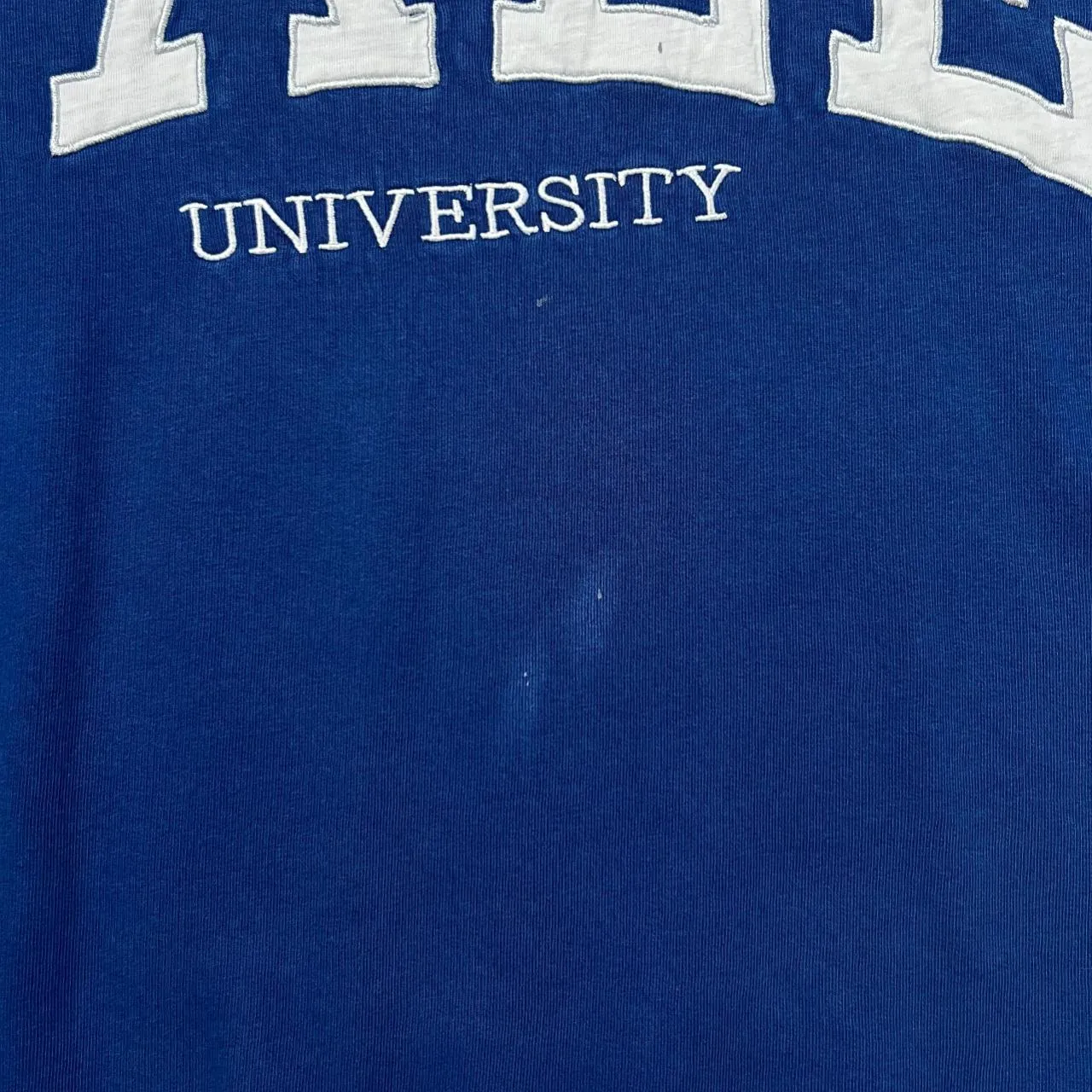 YALE UNIVERSITY Embroidered Big College Spellout Blue Crewneck Sweatshirt