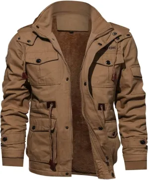 Ymosrh Jean Jacket for Men Men's Winter Cashmere Thickened Pocket Cotton Coat Outwear Breathable Motorcycle Jacket