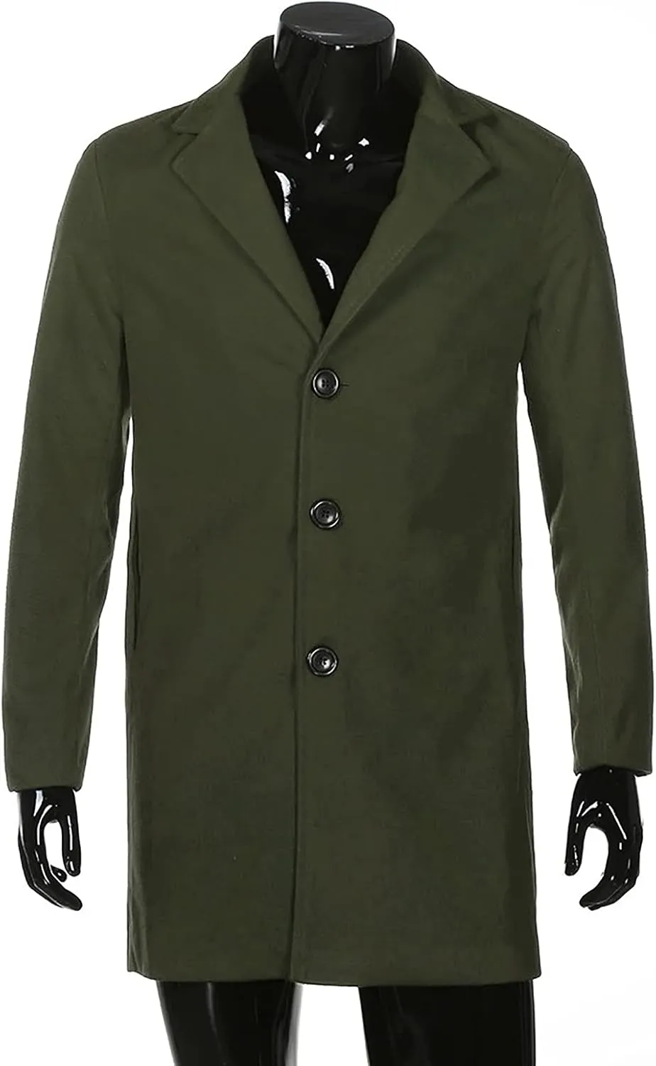 Ymosrh Winter Jackets for Men Formal Single Breasted Figuring Overcoat Long Wool Warm Jacket Outwear Mens
