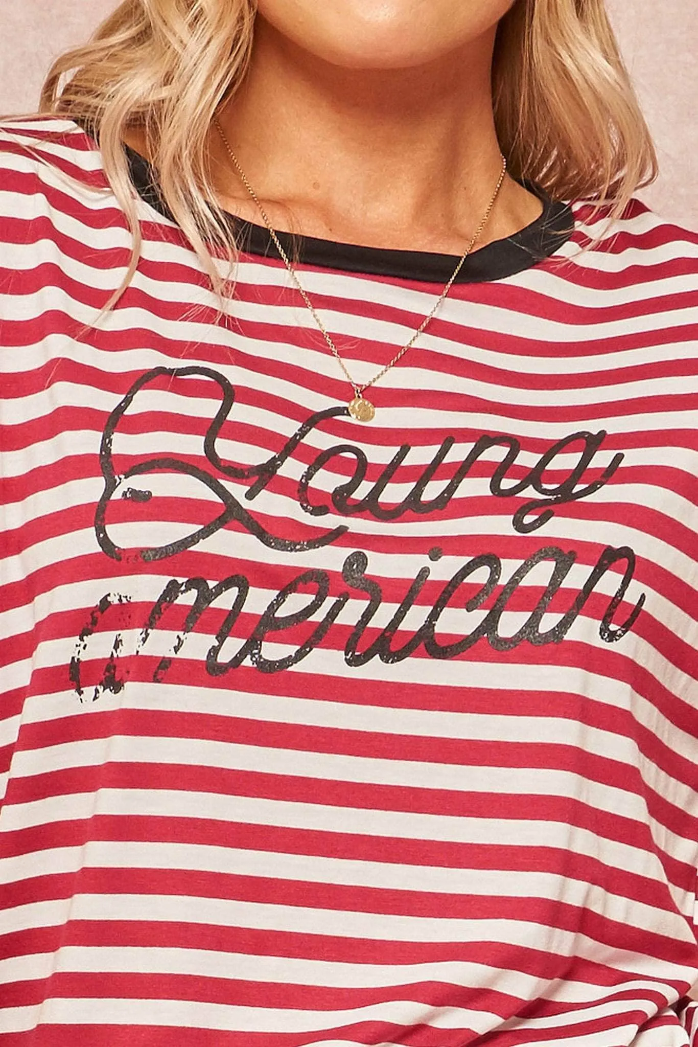 Young American Vintage Striped Graphic Ringer Tee