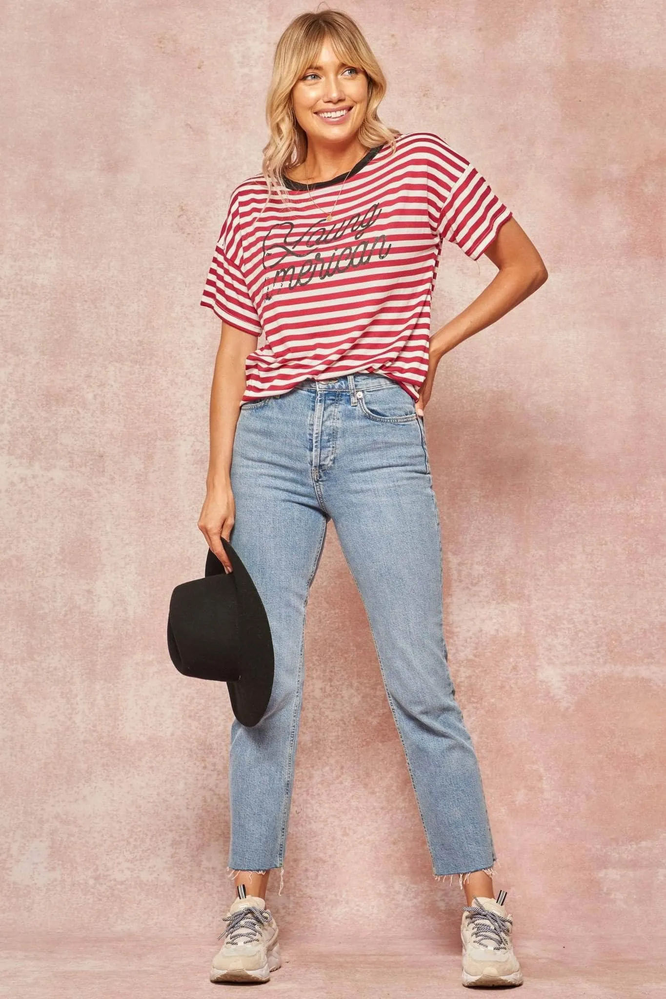 Young American Vintage Striped Graphic Ringer Tee