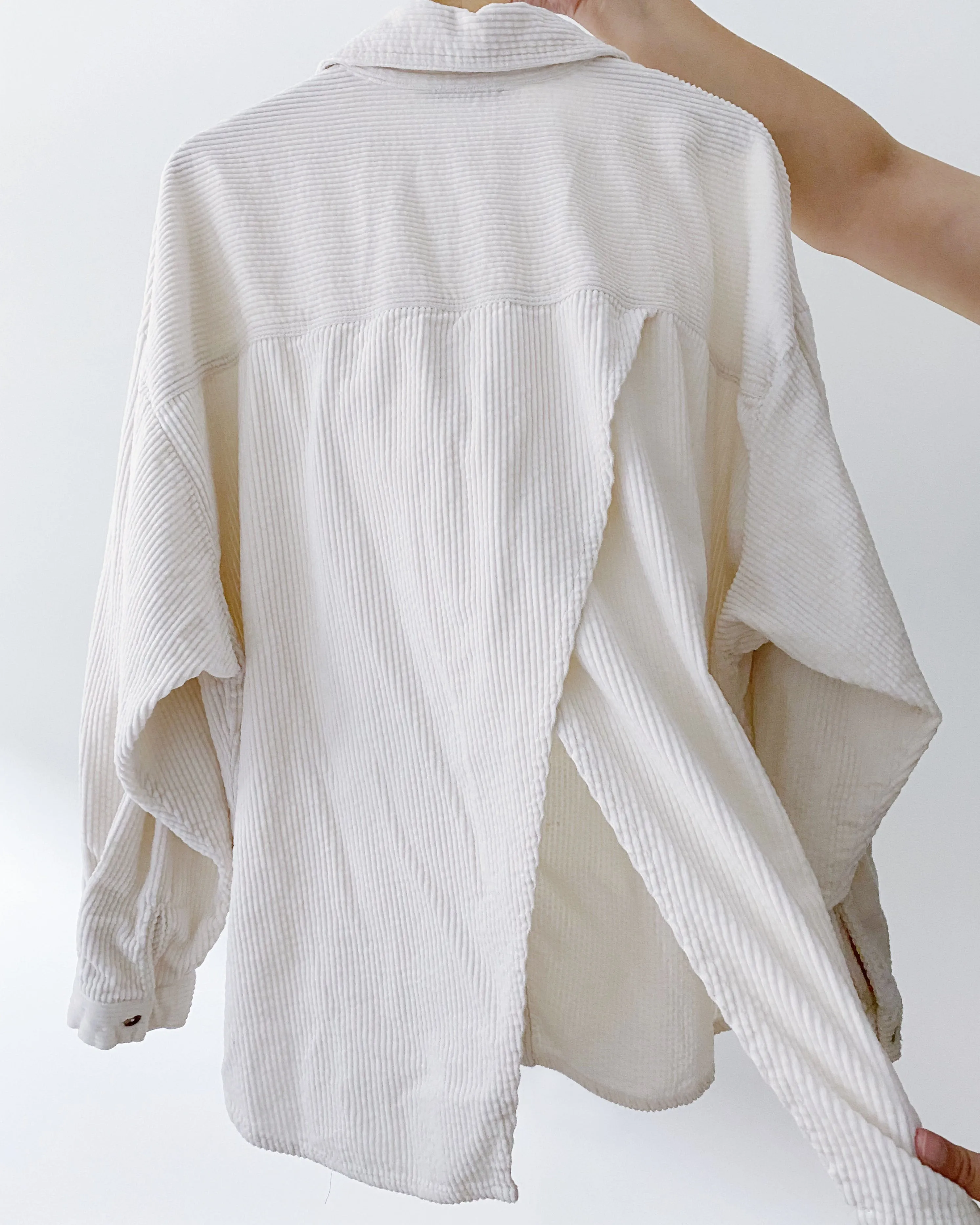 Zara Cream Corduroy Button Up (XL)