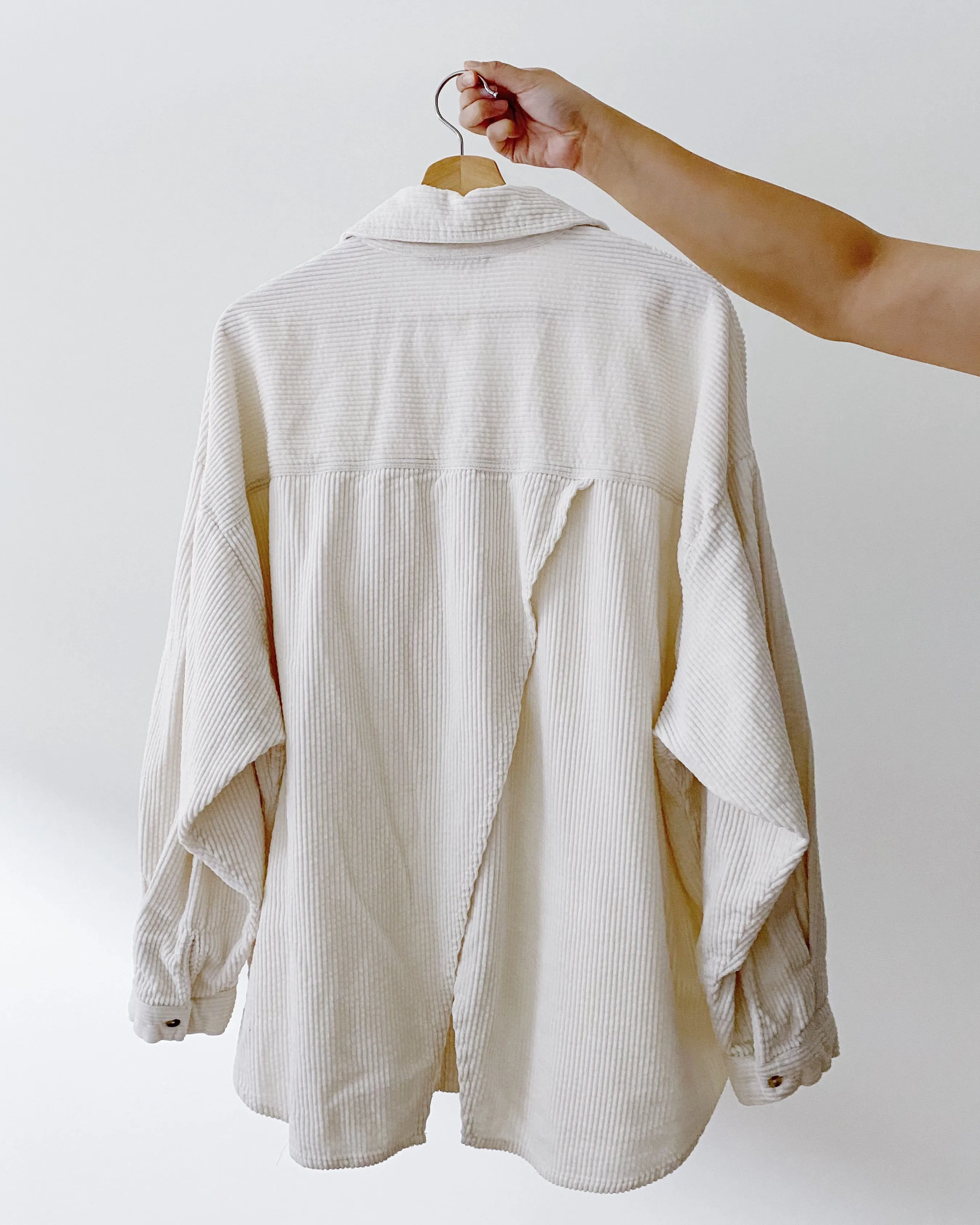 Zara Cream Corduroy Button Up (XL)