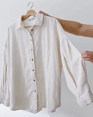 Zara Cream Corduroy Button Up (XL)