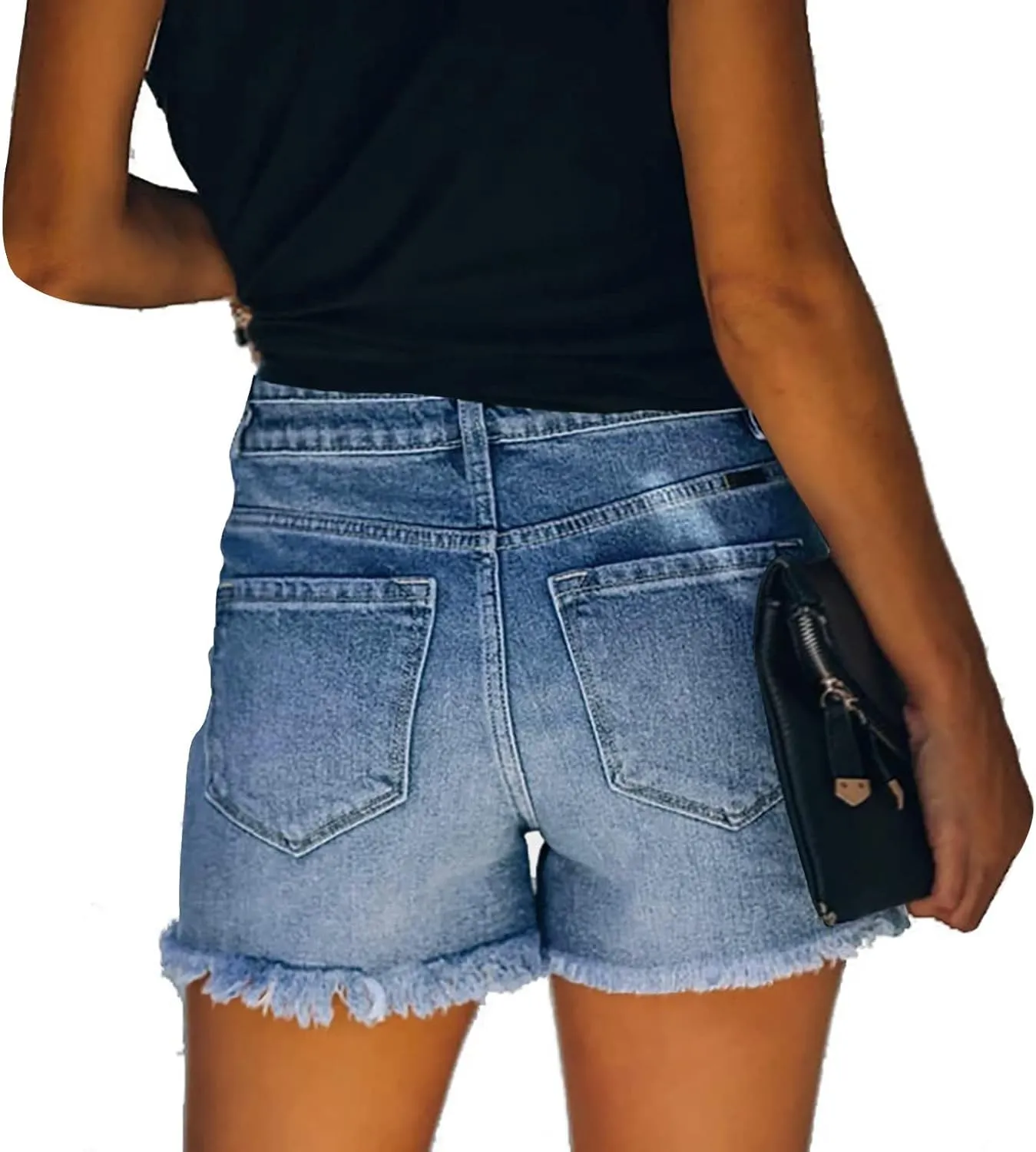 ZDRZK Womens Denim Shorts High Waisted Ripped Distressed Stretchy Jean Shorts with Pockets Dressy Casual Summer