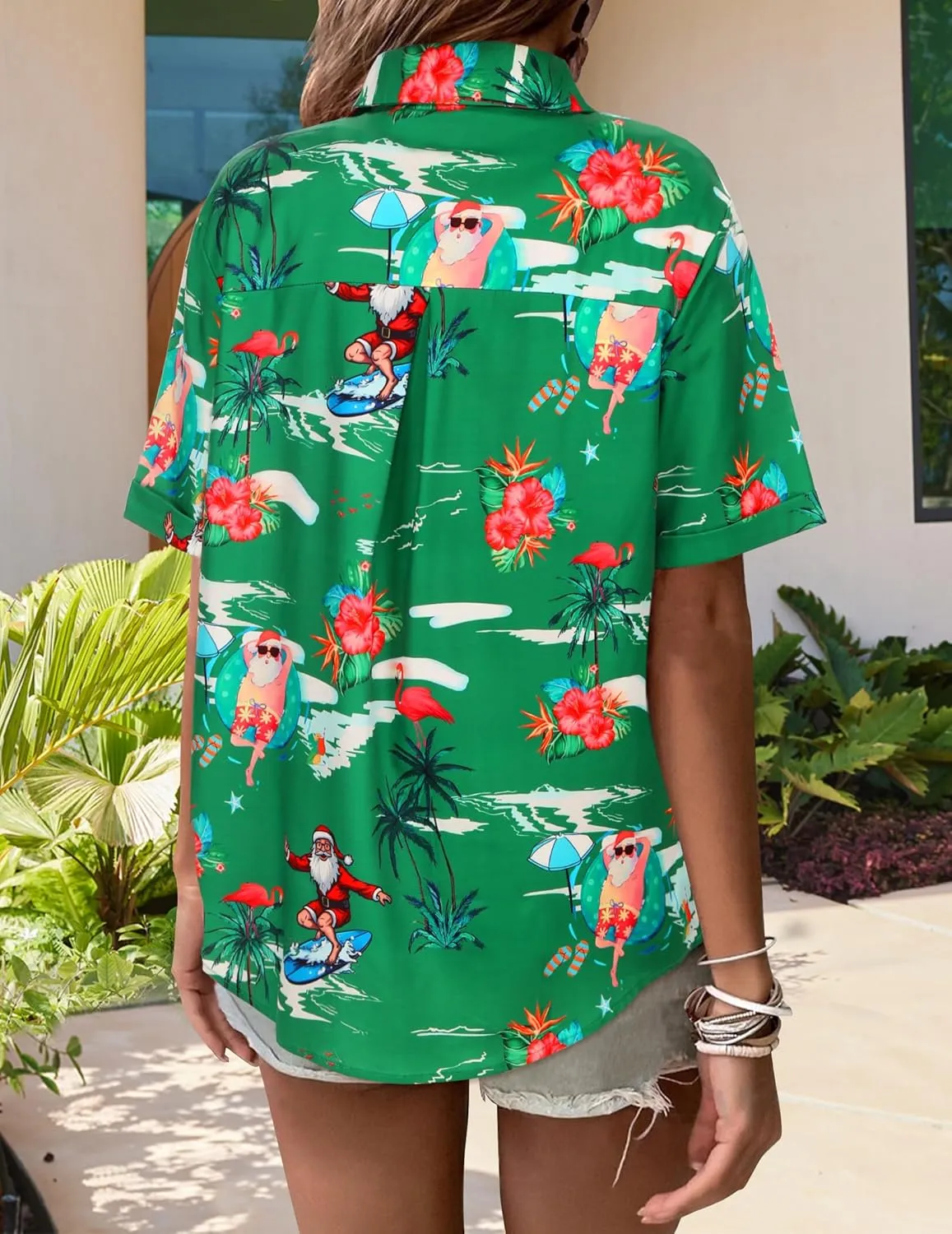 Zeagoo Womens Hawaiian Button Down Shirts Casual Floral Tropical Shirt