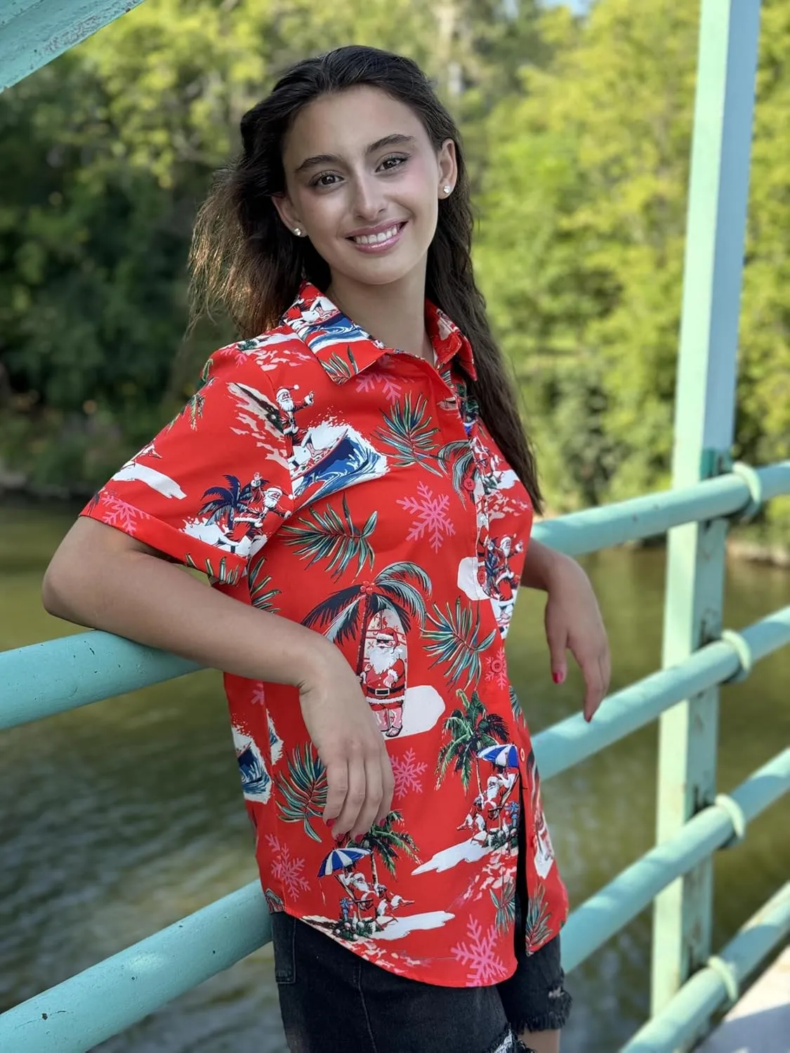 Zeagoo Womens Hawaiian Button Down Shirts Casual Floral Tropical Shirt