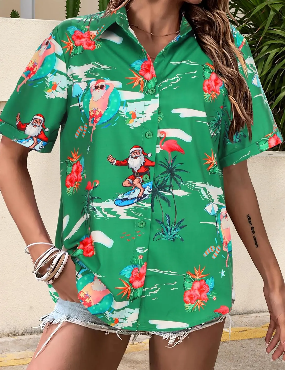 Zeagoo Womens Hawaiian Button Down Shirts Casual Floral Tropical Shirt
