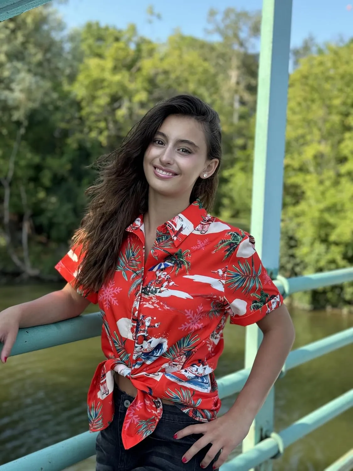 Zeagoo Womens Hawaiian Button Down Shirts Casual Floral Tropical Shirt