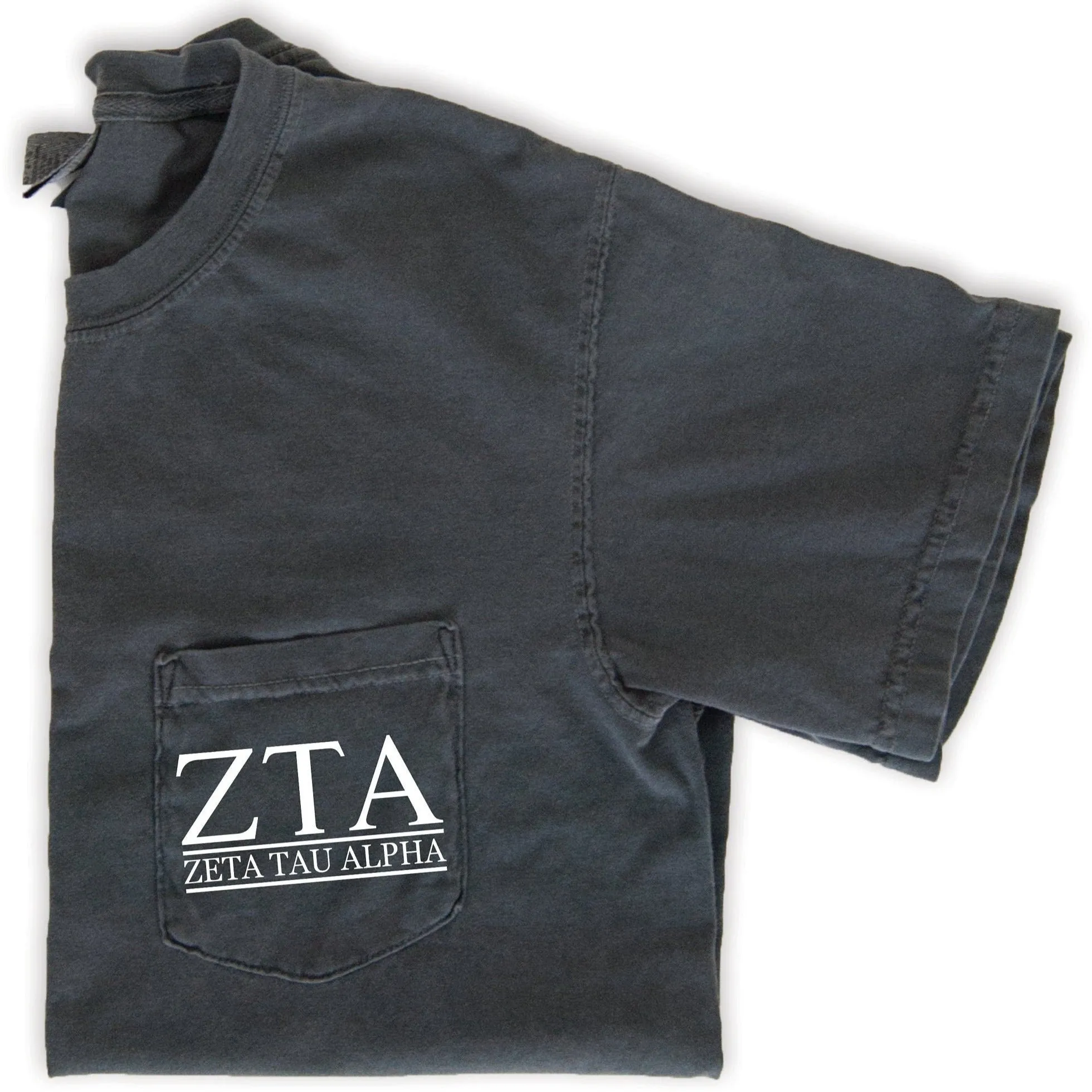 Zeta Tau Alpha Block Letters T-Shirt - Grey