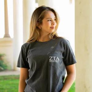 Zeta Tau Alpha Block Letters T-Shirt - Grey