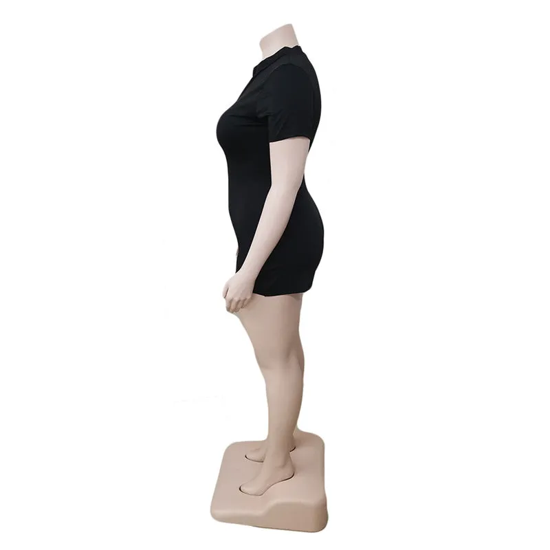 Zipper Jumpsuit Stretch Shorts