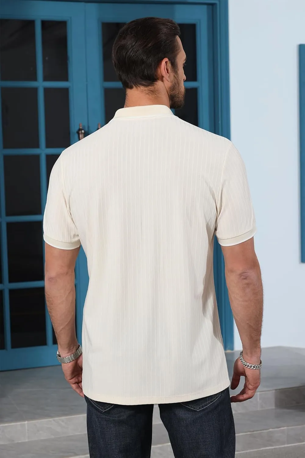 ZTN Mens Shirts Short Sleeve Casual Striped Summer Shirts Button Down Shirt for Men Beach Shirt